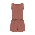 thumbnail image 4 of Timegard 2 Piece Lounge Sets for Women Crewneck Tank Tops High Waisted Wide Leg Shorts Loose Outfits, 4 of 6
