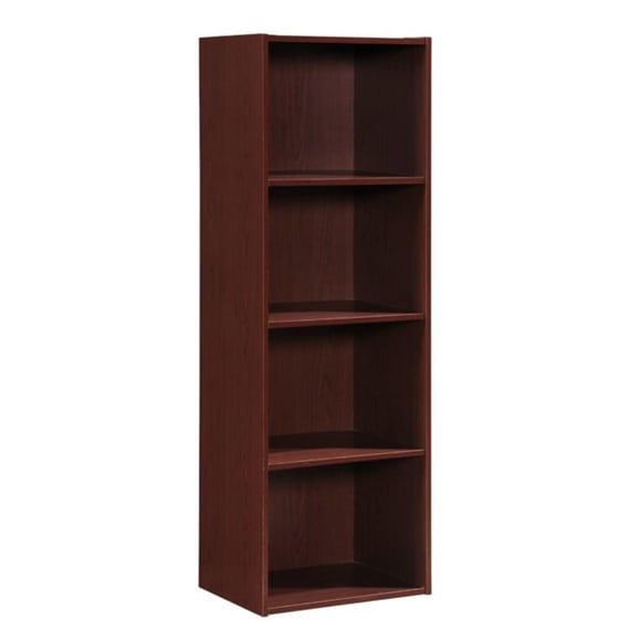 Hodedah Bibliothèque à 4 Tablettes de 12 x 16 x 47 Pouces et Organisateur de Bureau, Mahogany