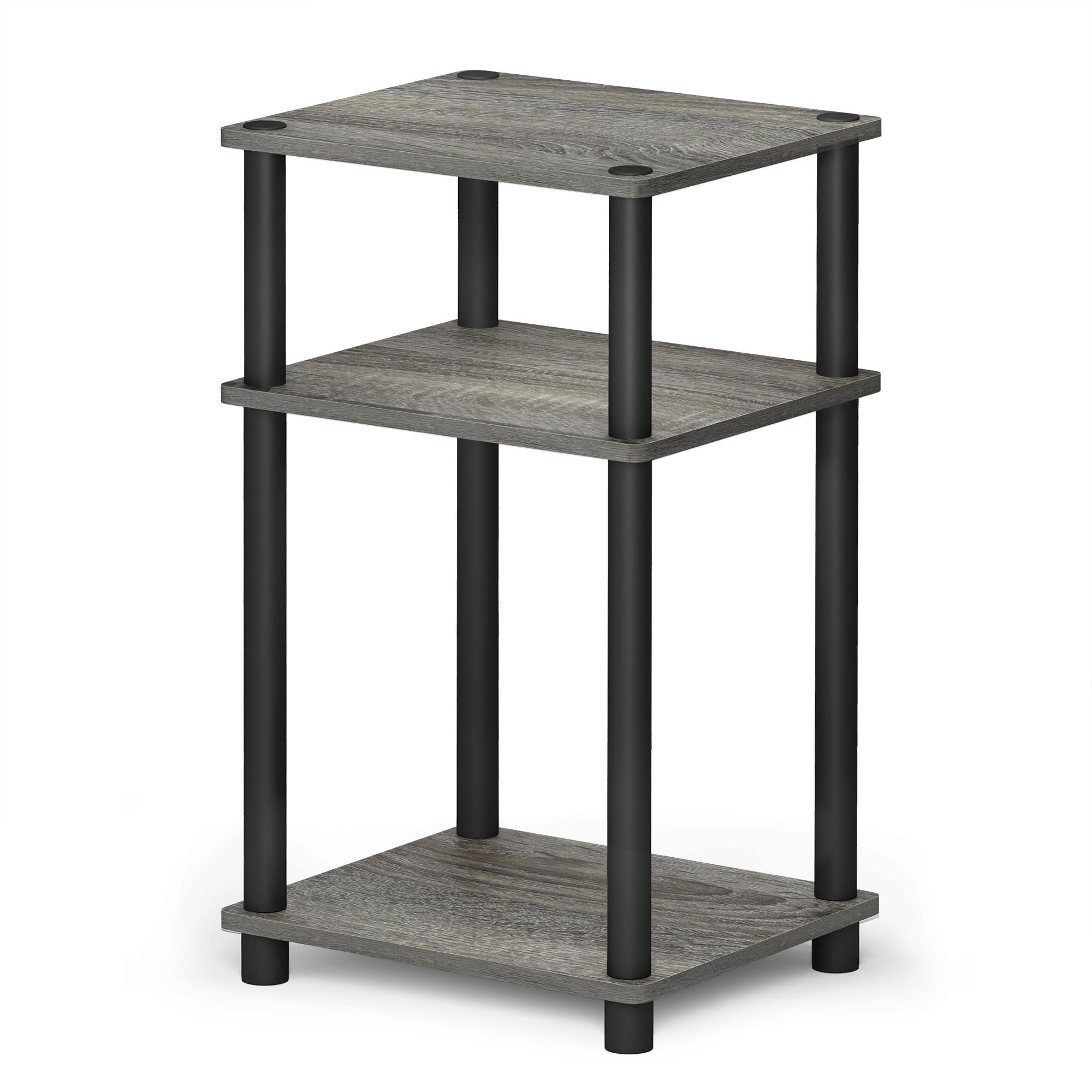 Furinno Just Table d'Appoint Turn-N-Tube à 3 Niveaux, Chêne Français Gris/noir, 11087GYW/BK