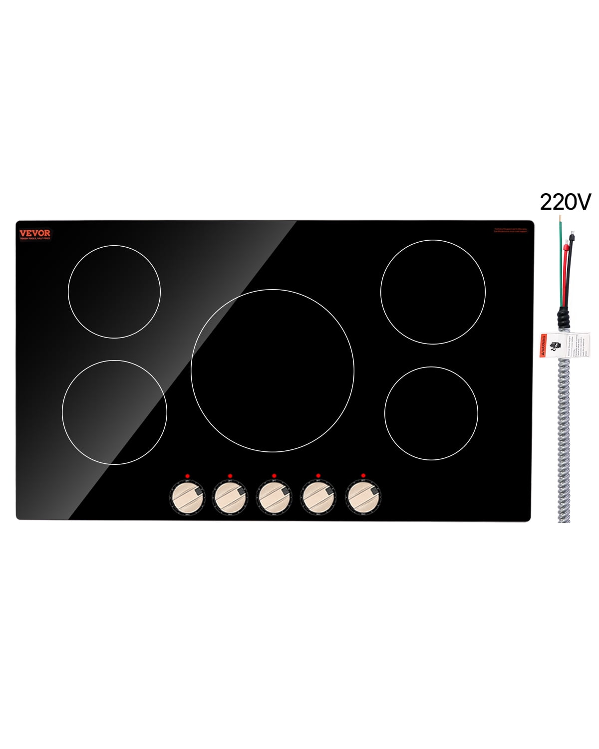 VEVOR 9200W 5 Burner Induction Cooktop Electric Countertop Burner Knob Control