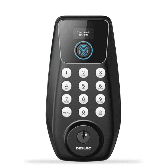 DESLOC Smart Porte Lock avec Écran Tactile, Porte d'Entrée Sans Clé Lock avec Stockage de 100 Empreintes Digitales, Clavier Deadbolt pour Porte d'Entrée, Batterie de 12 Mois, Installation Facile-Noir