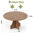 thumbnail image 4 of Modern Farmhouse 47-Inch Round Walnut Dining Table for 4-6 – Wood, Storage Shelf, Adjustable Leveling Feet, Easy Assembly & Cleaning – Walnut Wood, 4 of 7