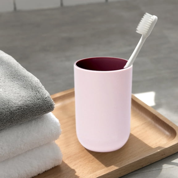 Mouthwash Cup, Rinsing Cup for Daily Use, Sturdy Resin Oral Brush Cup for Bathroom, Dormitory, Home, Label to Clean, Large Capacity, Double Layer Style, Flat Rim, Reusable Bathroom Extra