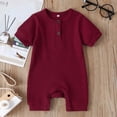 thumbnail image 2 of Plebaso Baby Girls Boys Summer Jumpsuit Botton Short Sleeve Round Neck Cute Solid Color Shorts Rompers, 2 of 7