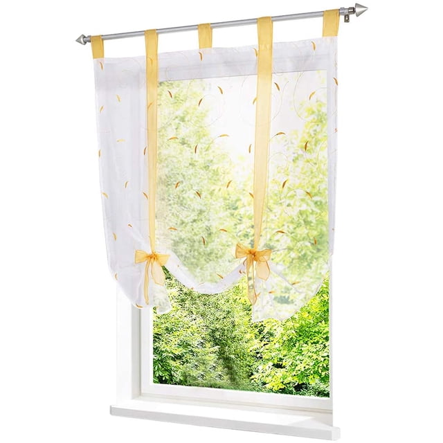 Store Romain avec Ruban Brodé Rideaux Romains Voilage Transparent à Pattes Rideau, Polyester, Baie, LxH (Jaune,80*140cm)