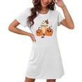 thumbnail image 1 of Sakmal Robe de Nuit Courte Moomoos pour Femmes, Sommeil, Grande Taille, Blanche, Confortable, Halloween, Imprimé Citrouille, Manches Courtes, Chemises de Nuit pour Femmes, 1 of 5