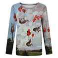 thumbnail image 4 of Chemises pour Femmes Tendance Été Blouse à Imprimé Animal Original pour Femmes Col Rond Manches Longues Hauts Décontractés Blouse Manches Longues Blouses pour Femmes en Liquidation, 4 of 5