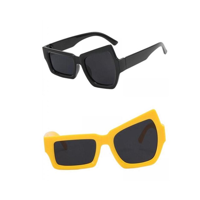 idealsgarden 2 Pcs Lunettes de Soleil de Fête à la Mode Style Hommes Femmes Résine Cadeau de Fête Noir Jaune