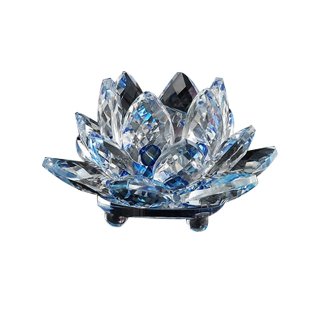 Birdeem Colored Crystal Glass Lotus Candle Tea Lamp Holder Buddhist Candle