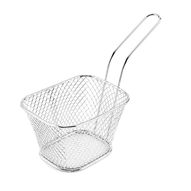 Panier à Friture Carré en Maille en Acier Inoxydable, Passoire Filet pour Frites, Filtre à Huile de Cuisine