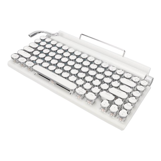 Mechanical Keyboard, Support 3 Devices FN Master 5.0 Typewriter Mechanical Keyboard 83 Keys For Cellphone White