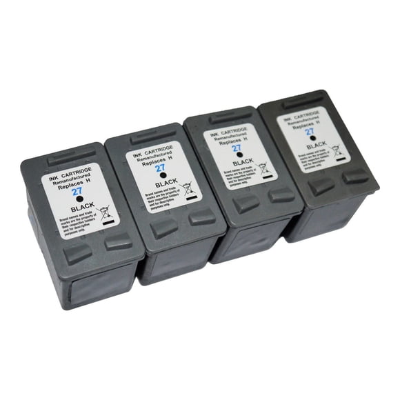 L-ink 4 Pack Compatible HP 27 Black Ink Cartridge (C8727AN)