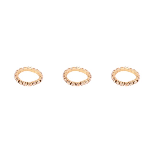 Maytalsory Bague en Cristal Extensible de Luxe Unique pour Déclaration d'Amour Bague Incrustée à la Mode Dorée 1 Rangée 3Ensemble