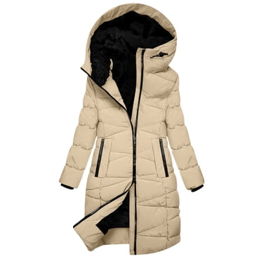 Babysbule Winter Jackets for Women Clearance Fashion Women Hooded Outwear Ladies Warm Coat Long Padded Slim Jacket