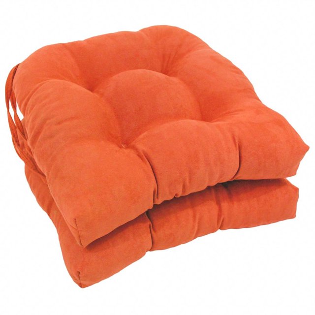 16-inch Solid Microsuede U-shaped Tufted Chair Cushions (Set of 2)