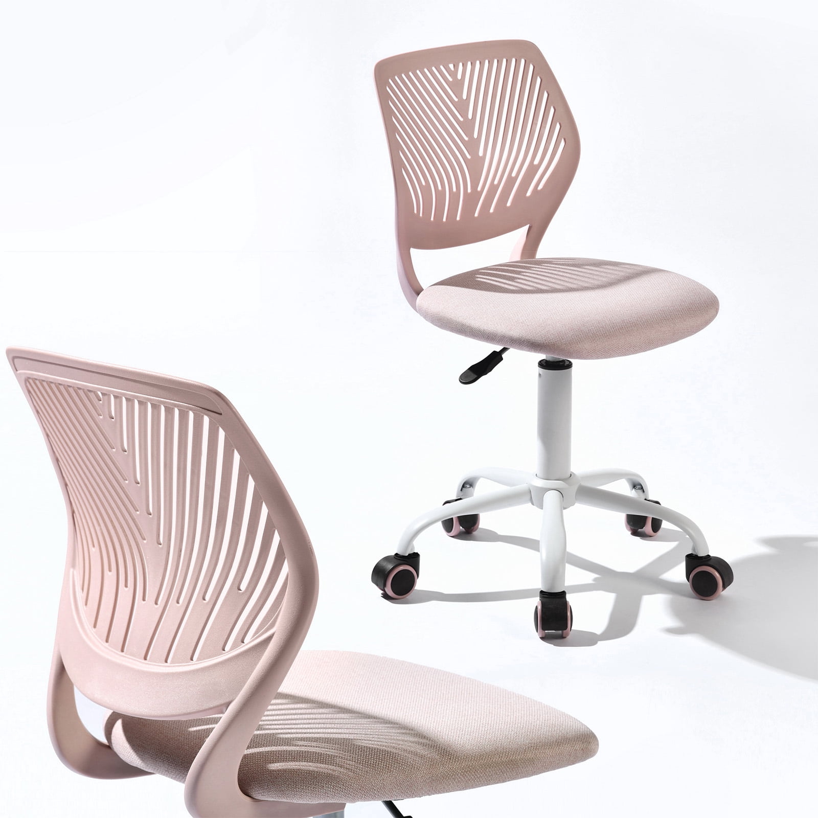 Homy Casa Chaise de bureau rose pour enfant, réglable avec roulettes, siège coussiné et dossier ventilé