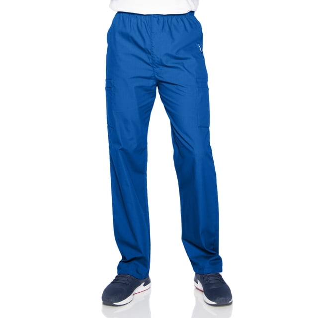 Landau Essentials 7 Pocket Scrub Pants for Men's: Classic Relaxed Fit, Elastic, Zipper Front, Pull-on Medical 8555