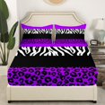 thumbnail image 3 of Erosebridal Teens Leopard Print Bed Sheets Set Queen Size, Wildlife Bed Sheets Queen, Geometry Striped Decor, 4pcs, 3 of 7