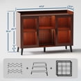 thumbnail image 2 of Modern Wooden Wine Bar Cabinet with LED Lighting, Wine Racks, Glass Holders, Glass Doors, Freestanding Sideboard Storage for Living Room, Kitchen, Dining Room, 2 of 6