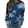thumbnail image 2 of EGNMCR Chandail en Molleton de Noël Mode Femme Imprimé Col Rond Chandail Manches Longues Blouse Confortable Chandail en Molleton, 2 of 5