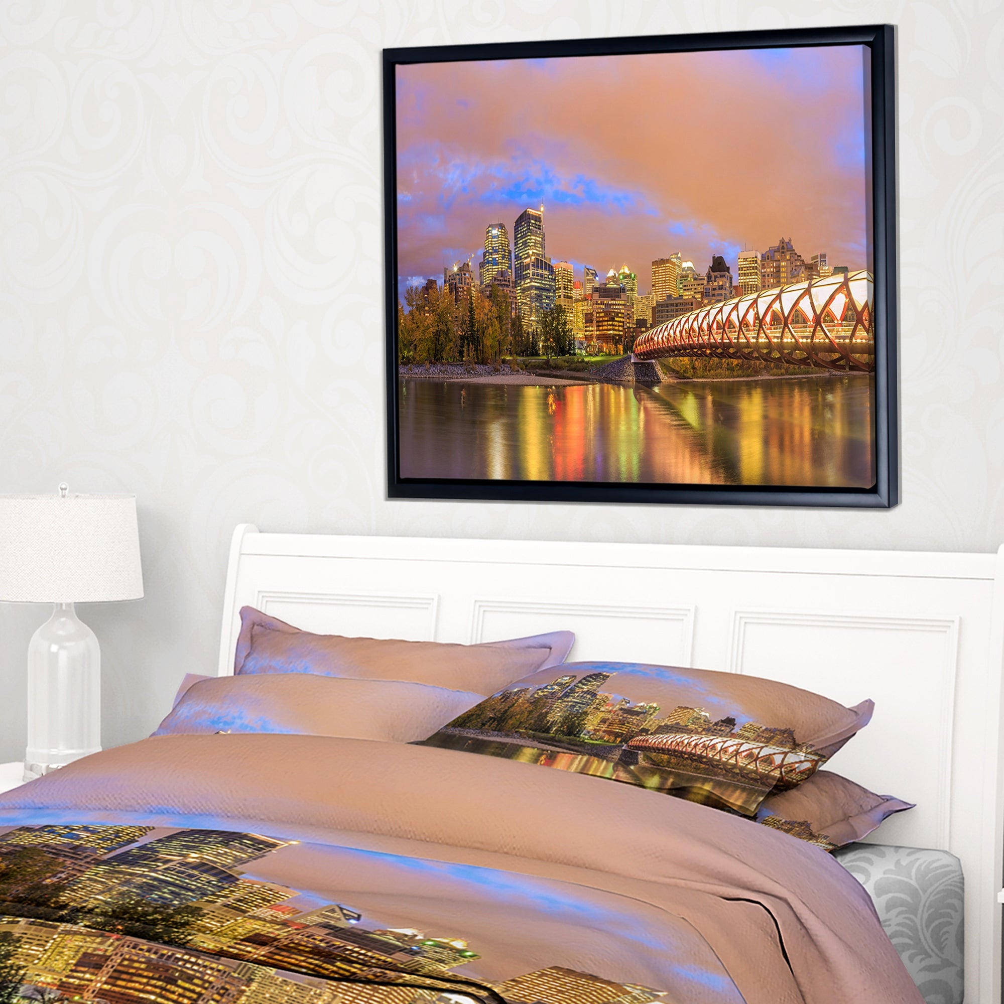 Design Art Calgary Dans La Nuit Sur Toile Encadrée
