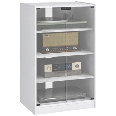 HOMCOM Meuble Multimédia à 5 Niveaux avec Tablettes Réglables à 3 Niveaux Blanc