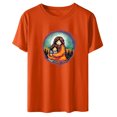 thumbnail image 4 of Dadaria T-Shirt pour Femmes Chemise Orange Manches Courtes Col Rond Été Chandail Blouses 2TG, 4 of 5