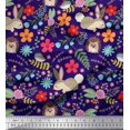 thumbnail image 1 of Soimoi Polyester Crepe Fabric Floral,Rabbit & Porcupine Cartoon Printed Fabric 1 Yard 52 Inch Wide, 1 of 3