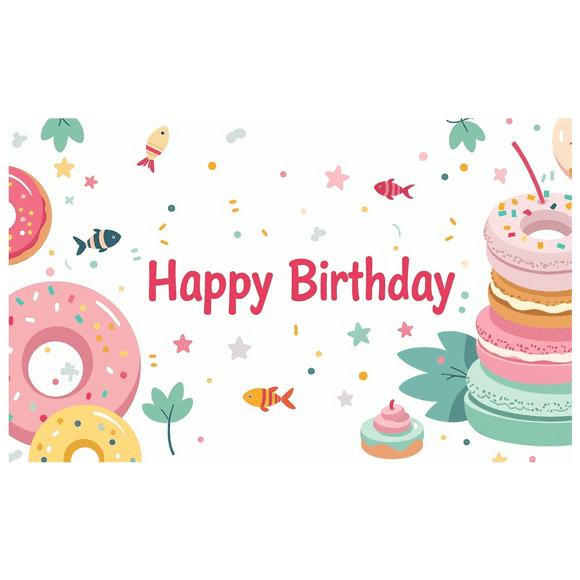 Happy Birthday Backdrop Decoration for Birthday Parties Donut Theme Photo Booth Background Celebration Event Kids Party Supplies Festive Decor