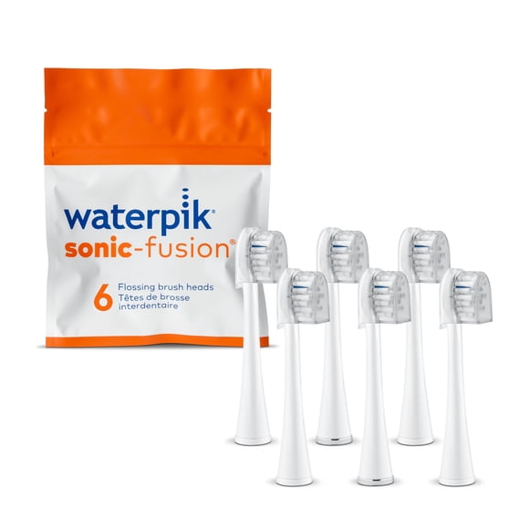 Waterpik Têtes de Brosse de Rechange de Format Compact Authentiques avec Couvercles pour Brosse à Dents à Fil Dentaire à Fusion Sonique SFRB-2EW, 6 Unités Blanc