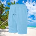 thumbnail image 2 of Plebaso Mens Casual Shorts Drawstring Loose Summer Shorts Solid Color Breathable Beach Vacation Shorts, 2 of 4