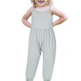 thumbnail image 2 of EGNMCR Rompers for Kids Girls Children's Summer Solid Color Romper Sling Sleeveless Backless Short Jumpsuit Kid Rompers, 2 of 9