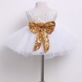 thumbnail image 3 of Robes de Princesse à Paillettes pour Filles Sans Manches Dos Ajouré Grand Nœud Robe Tutu en Tulle, 3 of 6