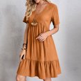 thumbnail image 1 of Ovzne Robes d'Été pour Femmes Robe de Plage Mode Femmes Été Décontractée Col en V Manches Courtes Robe Mini Robe Grande Taille Manches Courtes Liquidation, 1 of 7