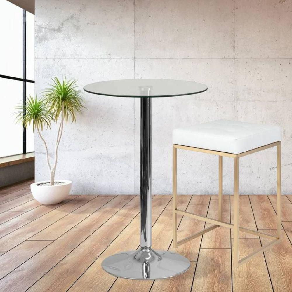 Tabouret de bar moderne et luxueux – Design élégant sans dossier avec pieds dorés brillants, siège rembourré, mélange parfait de style et de confort pour les cuisines et les bars