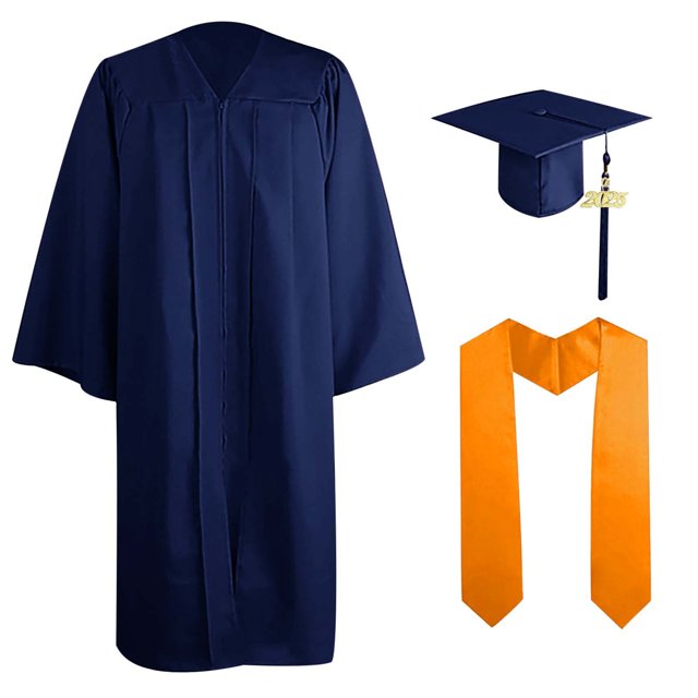 Ensemble Robe de Collation des Grades et Bonnet pour Adulte - Charme Année 2024, Robe en Polyester Unisexe avec Fermeture Éclair