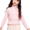 thumbnail image 1 of MeetoTime Kids High Neck Knitted Sweater Solid Color Fall Winter Long Sleeved Base Shirt for Girls, 1 of 3