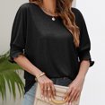 thumbnail image 4 of XZNGL Womens Short Sleeve Blouses Womens Casual Solid Color Round Neck Short Sleeve Tops Blouses Women Short Sleeve Tops Women Short Sleeve Blouse Short Sleeve Tops for Women, 4 of 5