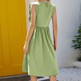 thumbnail image 3 of Ruffle Sleeve Dress for women Round-Neck Casual Loose Skirt Solid Sleeveless Ruffles Longuette Dress, 3 of 8