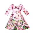 thumbnail image 1 of Girls Dress Satin Silk Butterfly City Building View Pink 5 Years, 1 of 4