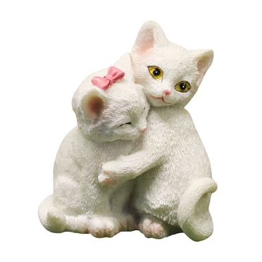 EGNMCR Room Decor, Home Decor Cute Cats Resin Cute Models Statues Small Tabletops Characters Cats Models Bonsai Home Decor Couples Cats couple cat decorations