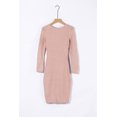 thumbnail image 2 of POGLIP Robe Chandail en Tricot à Col Rond Moulante Chaude à Manches Longues Décontractée d'Hiver Unie Rose pour Femmes, 2 of 6