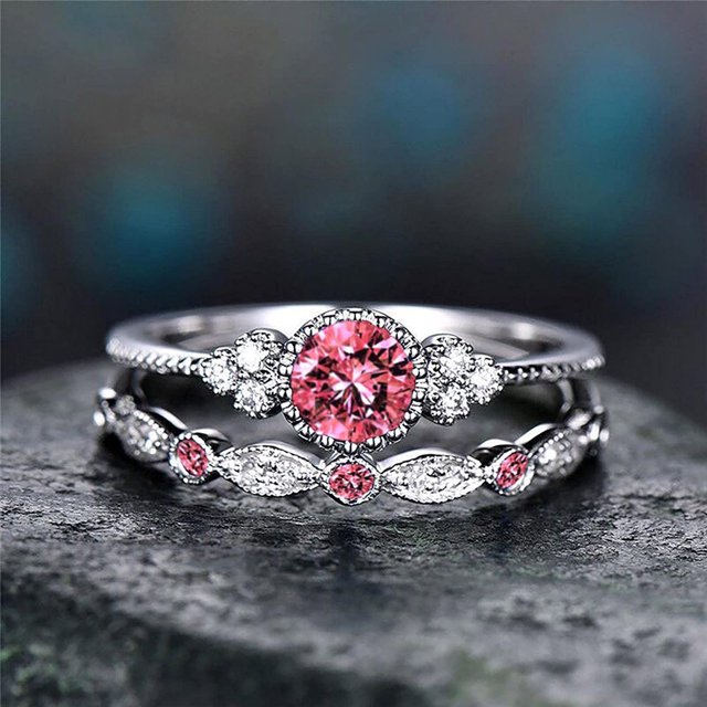 EGNMCR Rings Ladies' New Couple Zircon, Micro Diamond And 1PC Has Two Rings, Which Can Be Worn In Combination Women's ring