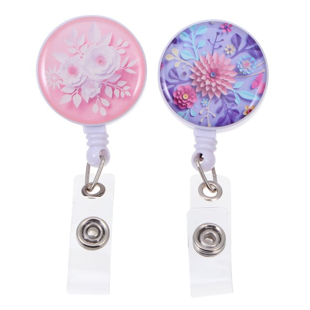 2 Pcs Pinces en Plastique pour Badges d'Identité Jolies Cartes Clips Pratiques Porte-Cartes Boucles