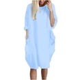 thumbnail image 1 of Pompotops Robe Ample pour Femmes avec Poches, Col pour Dames, Hauts Longs Décontractés, Robe Grande Taille en Solde, 1 of 4