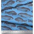 thumbnail image 2 of Soimoi Blue Heavy Satin Fabric Fish Ocean Fabric Prints By Yard 54 Inch Wide, 2 of 2