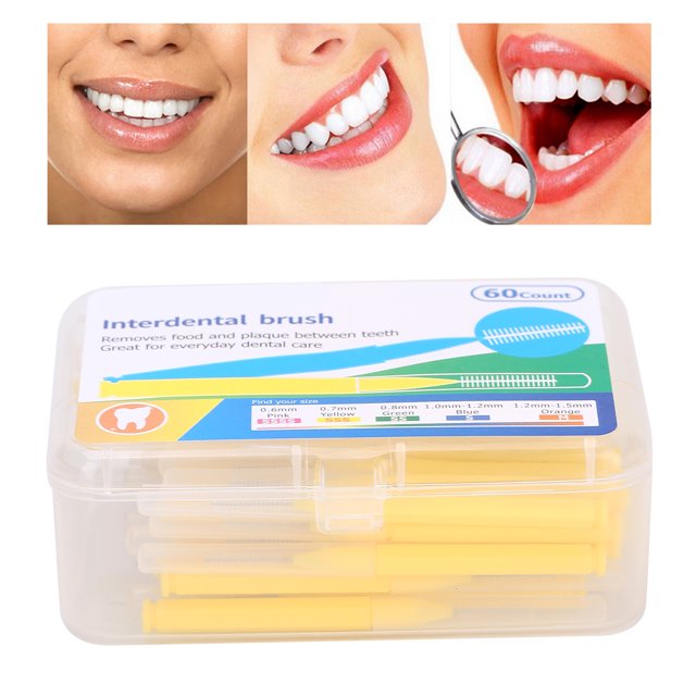 60 Piece Set Of Interdental Cleaning Brushes, Tooth Cleaning Tools, Tooth Cleaning Cotton Floss, Plastic Handle Floss, Multifunctional Tooth Cleaning Brush