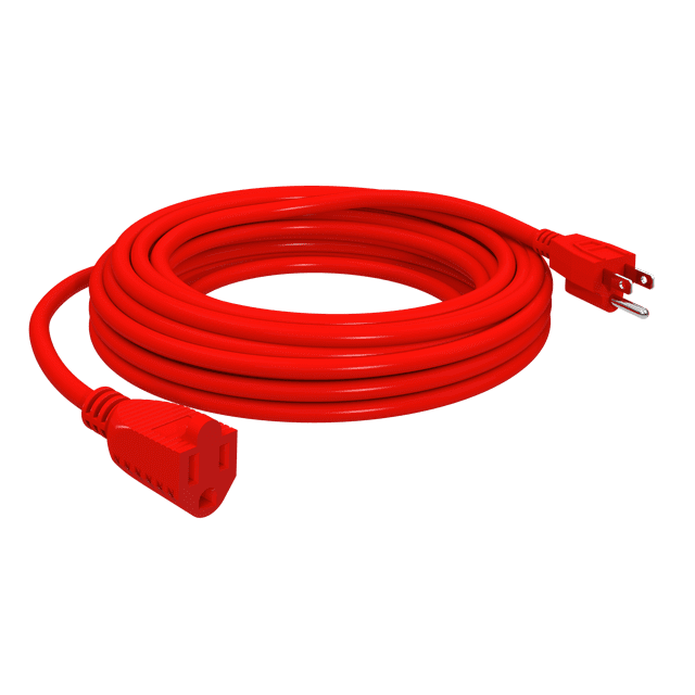 Hyper Tough POWER Cordon 15 Rouge Enroulé 15 Pieds Cordon POWER Rouge avec une Prise et une Fiche à la Terre, Soulagement des Tension pour la Durabilité, et Veste en Vinyle AWG 16/3 SJTW, Idéal pour Accessoires d'Ordinateur Portable et d'Ordinateur en Électronique.