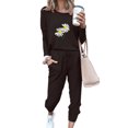 thumbnail image 1 of xiaxaixu Lady's Casual Suit, Long Sleeve Flower Print Pullover, Loose Trousers, 1 of 3