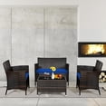 thumbnail image 4 of Gymax Ensemble de Conversation en Rotin pour Patio 8 Pcs Extérieur avec Coussin Bleu Marine, 4 of 10